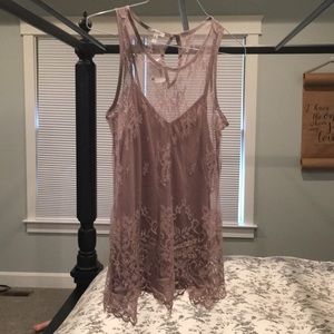 BNWT Purple lace tank with built in cami
